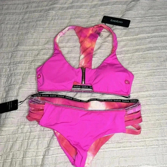 BEBE SZ L Fusha, pink bikini, two-piece swimsuit - Picture 3 of 5
